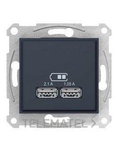 CARGADOR DOBLE USB 2,100mA GRAFITO