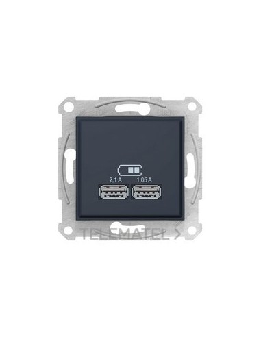 CARGADOR DOBLE USB 2,100mA GRAFITO