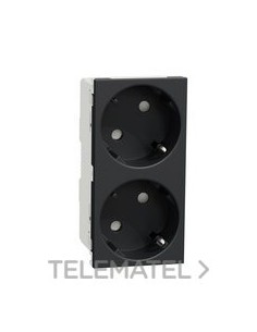 SCHUKO DOBLE SIN TORNILLOS ANTRACITA
