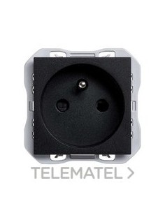 BASE DE ENCHUFE FRANCESA NEGRO MATE