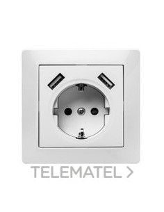 TOMA CTE.16A 250V+2 USB BL