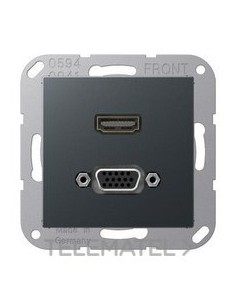 PLACA HDMI/VGA ANTRACITA MATE