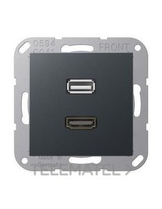 PLACA HDMI/USB ANTRACITA MATE