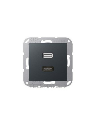 PLACA HDMI/USB ANTRACITA MATE