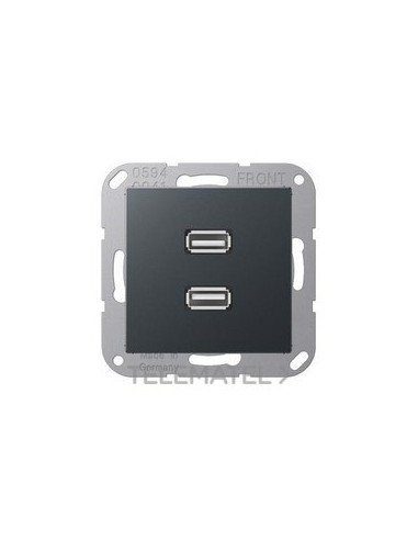 PLACA 2xUSB ANTRACITA MATE