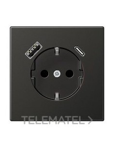 ENCHUFE SCHUKO® CON USB-AC LS ANTRACITA