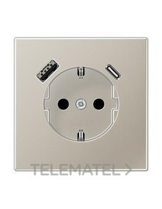 ENCHUFE SCHUKO® CON USB-AC LS ACERO