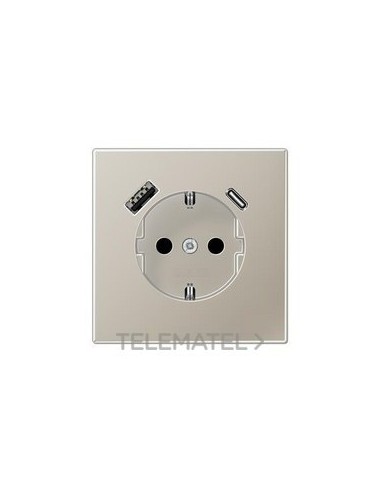 ENCHUFE SCHUKO® CON USB-AC LS ACERO