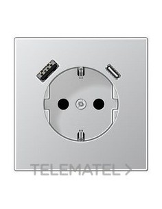 ENCHUFE SCHUKO® CON USB-AC LS ALUMINIO