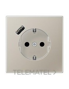 ENCHUFE SCHUKO® CON USB-A LS ACERO