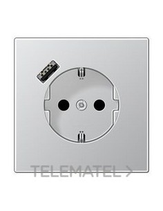 ENCHUFE SCHUKO® CON USB-A LS ALUMINIO