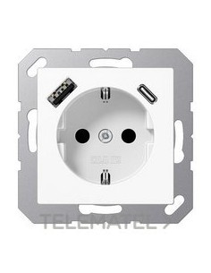 ENCHUFE SCHUKO® CAR.USB TIPO A-C BL ALP.