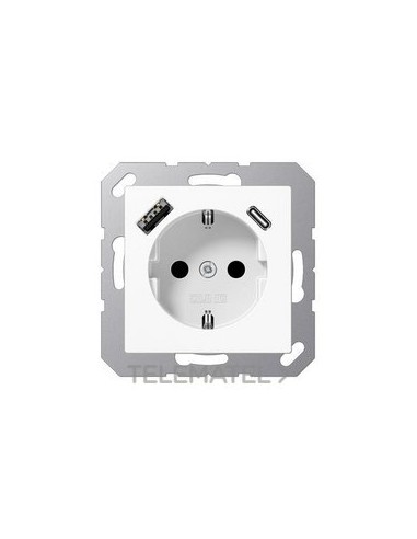 ENCHUFE SCHUKO® CAR.USB TIPO A-C BL ALP.