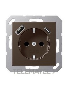 ENCHUFE SCHUKO® CAR.USB TIPO A-C MOKKA