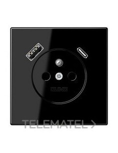 ENCHUFE FRANCÉS/BELGA USB-AC LS NEGRO