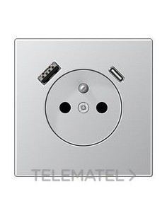 ENCHUFE FRANCÉS/BELGA USB-AC LS ALUMINIO