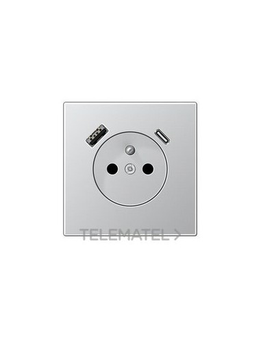 ENCHUFE FRANCÉS/BELGA USB-AC LS ALUMINIO