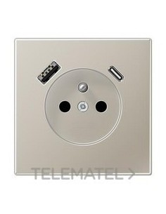 ENCHUFE FRANCÉS/BELGA USB-AC LS ACERO