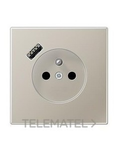 ENCHUFE FRANCÉS/BELGA USB-A LS ACERO
