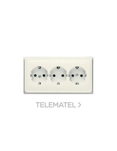 BASE ENCHUFE TRIPLE CANALETA BLANCO