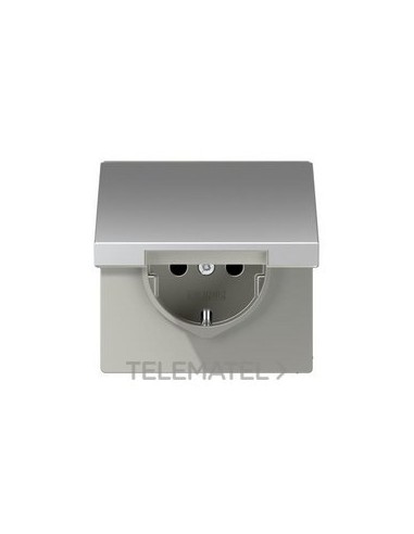 BASE ENCHUFE CON TAPA ABATIBLE ALUMINIO