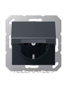 ENCHUFE CON TAPA ABATIBLE A ANTRACITA