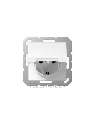 BASE ENCHUFE CON TAPA ABATIBLE BLANCO