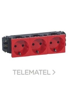 TOMA 3x2P + TT LATERAL MOSAIC-II ROJO