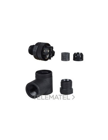 CONECTOR M12 PLÁSTICO MACHO 90U 4B