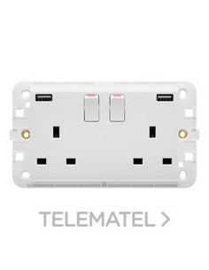 BASE DOBLE CONMUTADA 13A CON USB B