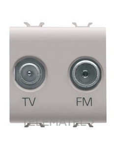 TOMA TV+FM CON 2 MÓDULOS BEIGE