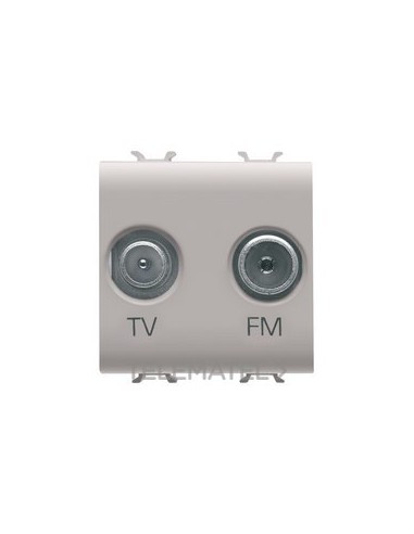 TOMA TV+FM CON 2 MÓDULOS BEIGE