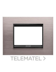 PLACA LUX 3 MÓDULOS ALUMINIO CEPILLADO