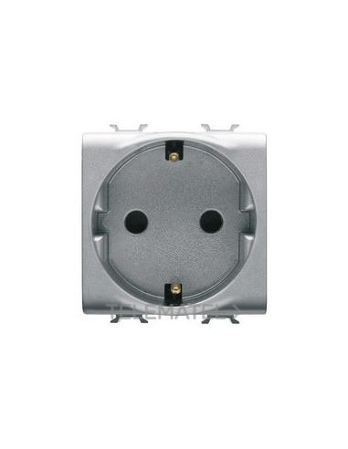 BASE 2M 2P+T 16A NOR.ALEMANA TITANIO