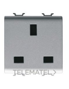 BASE 2M 2P+T 13A NOR.INGLESA TITANIO