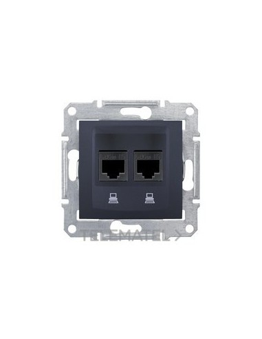 TOMA DOBLE RJ45 CATEGORÍA 6 UTP GRAFITO