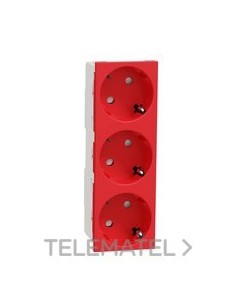 SCHUKO TRIPLE ROJO SIN TORNILLOS
