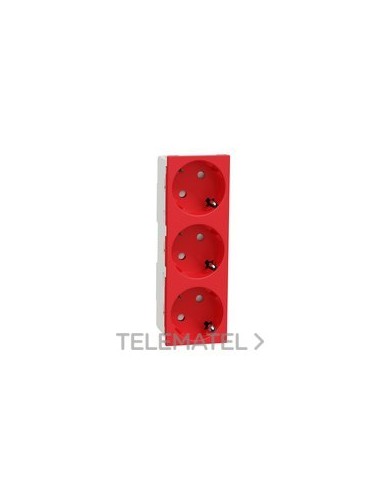 SCHUKO TRIPLE ROJO SIN TORNILLOS