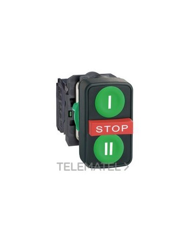 PULSADOR TRIPLE STOP VERDE IP66