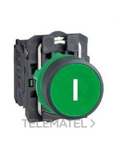 PULSADOR RAS.d.22 1 NA VERDE-I BL EPLA.
