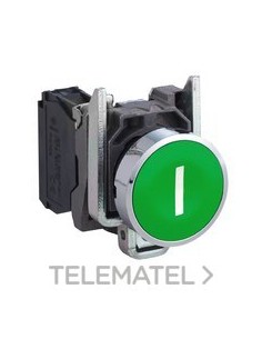 PULSADOR RAS.d.22 1 NA VERDE-I BL EMET.