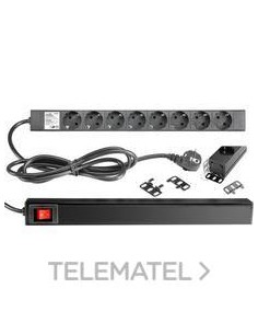 BASE DE 8 ENCHUFES PARA RACK DE 19" (1u)