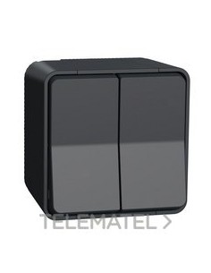 CONMUTADOR DOBLE SUPERFICIE GRIS