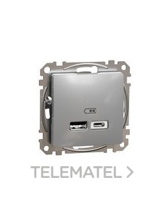 CARGADOR DOBLE USB A+C 2,4A ALUMINIO