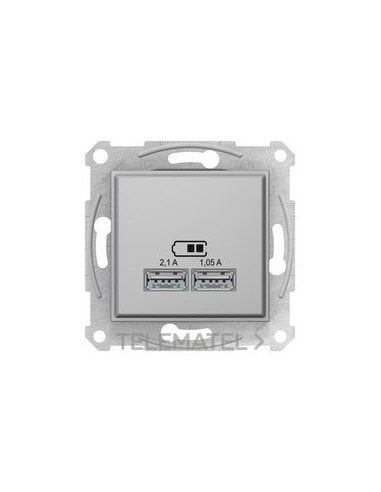 CARGADOR DOBLE USB 2,100mA ALUMINIO