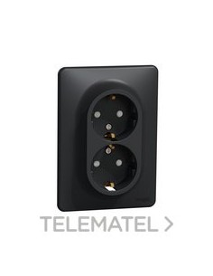 BASE SCHUKO DOBLE 16A 250V ANTRACITA