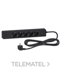 BASE MULTIENCHUFE 5 T.+2 USB CBL.3m NG