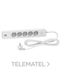 BASE MULTIENCHUFE 5 T.+2 USB CBL.3m BL