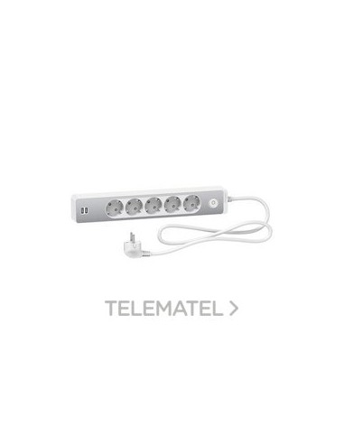 BA.MULTIENCHUFE 5 T.+2 USB CBL.1,5m BL