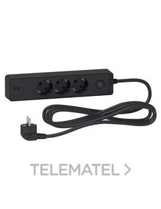 BASE MULTIENCHUFE 3 T.+2 USB CBL.3m NG